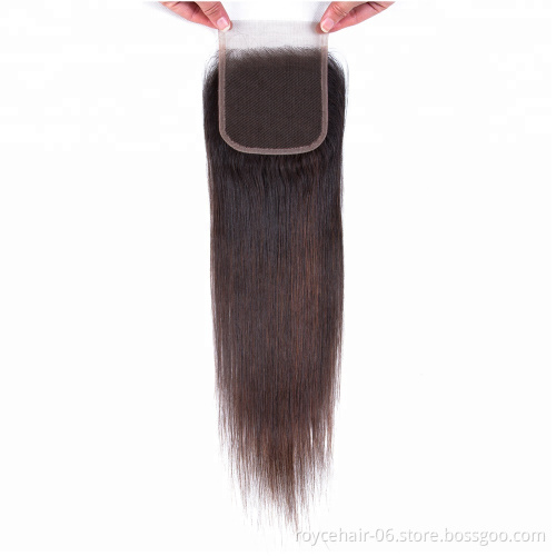 High Quality 100% Virgin Brazilian 10A Single Drawn Straight 4x4  Lace Frontal Closure